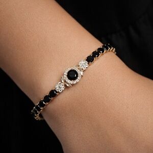 14k gold bracelet with black onyx stones